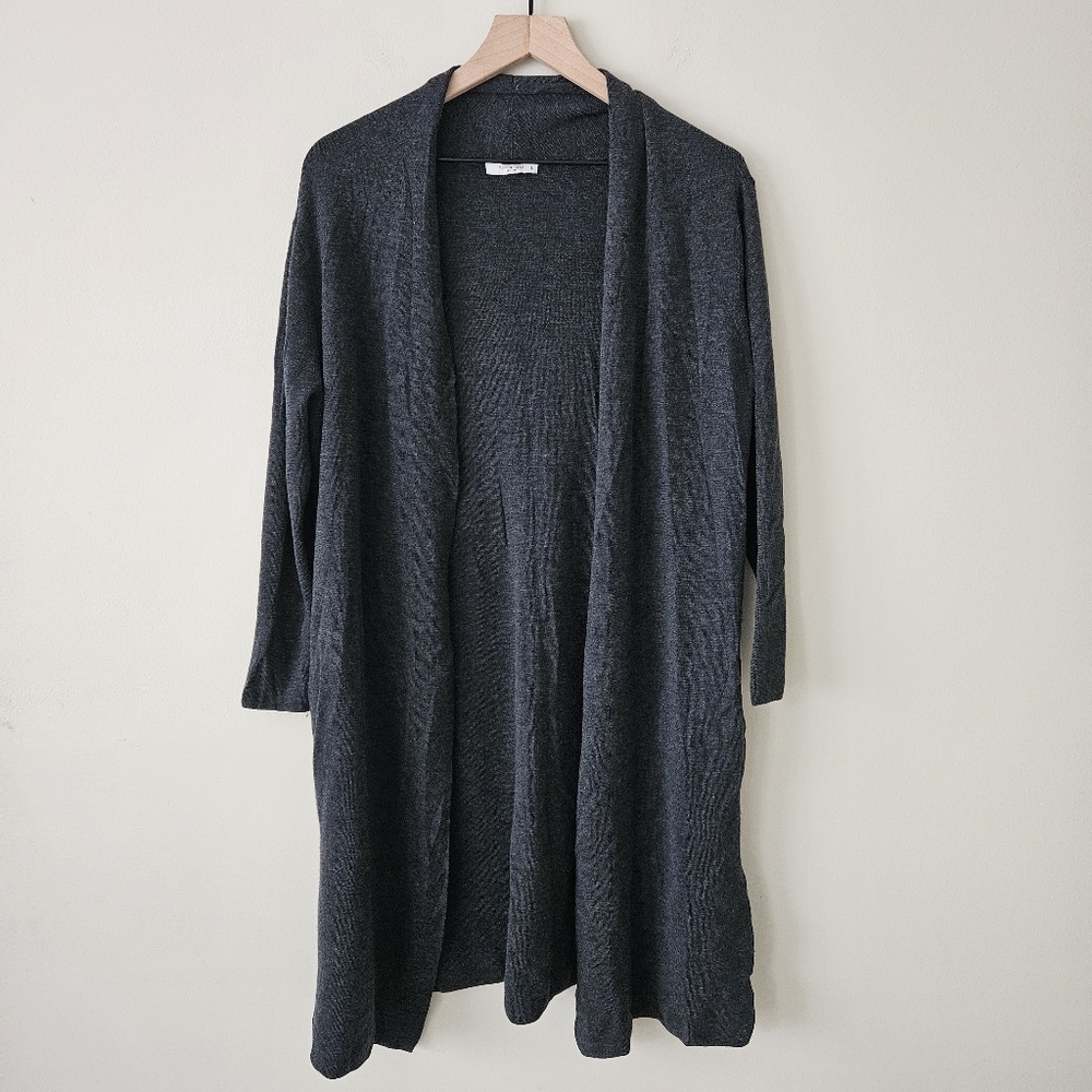 MM LaFleur Gray 100% Merino Wool Open Front Cardigan - Picture 3 of 12